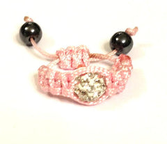 Adjustable Ring - Pink with White Pave Crystal