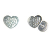 18K White Gold Screw Back Earrings - Glitter Heart