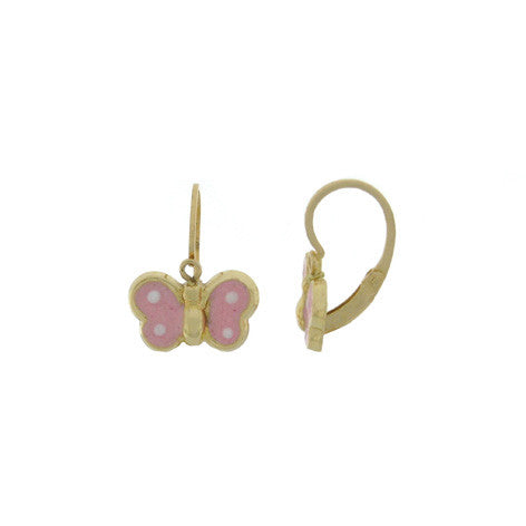 Hoops - 18K GOLD Pink Butterfly