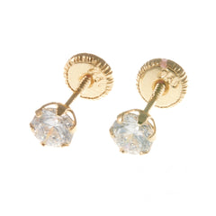 18K Yellow Gold Screw Back Earrings - Small Cubic Stud