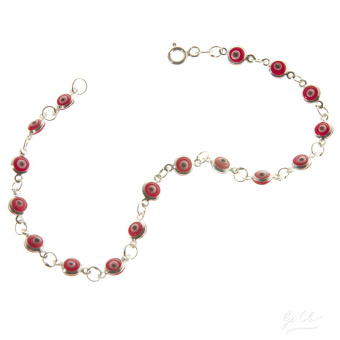 Delicate Evil Eye Bracelet - Red