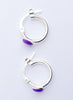 Purple Heart Sterling Silver Hoop Earrings