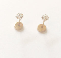 Comfort Clasp - 4mm Gold CZ Stud