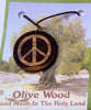 Olive Wood Cross Pendant - Peace Symbol