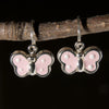 Hoops - Sterling Silver Pink Butterfly